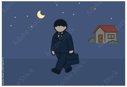 Night Sky With Moon And Stars Background Illustration For Web Design, Presentation, Banner, Calm Atmosphere, Evening Scene And Minimal Landscape Use