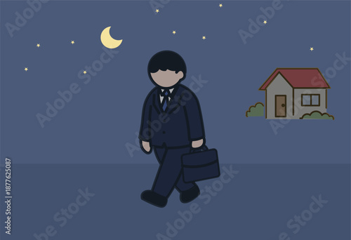 Night Sky With Moon And Stars Background Illustration For Web Design, Presentation, Banner, Calm Atmosphere, Evening Scene And Minimal Landscape Use