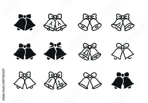 Wedding Icon Set. Wedding. Icon set. Set Logo of wedding: wedding bells. harmonious logo variations of the same emblematic concept, each with different