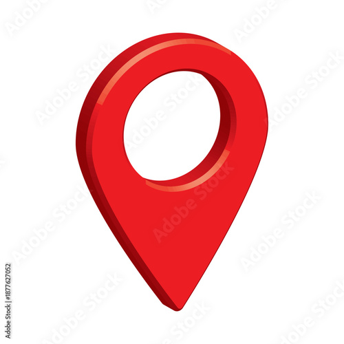 3D red map pointer vector icon. Glossy isometric location pin symbol isolated on white. GPS navigation marker sign for travel, delivery and destination. Realistic graphic design element concept.