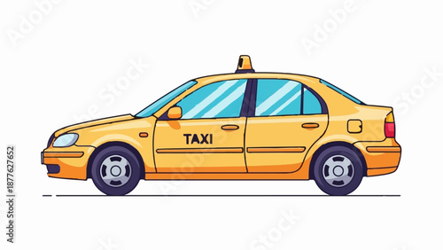 A pixelated yellow sedan taxi with a light on top and "TAXI" written on its side