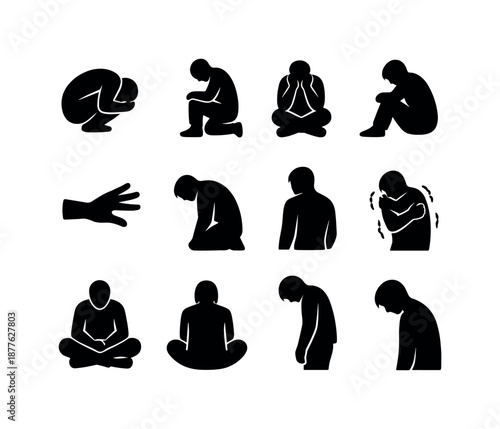 Emotional Silhouette Icons. First day of school. Colorful flat vector icons set of first day of school: school entrance, backpack, lunchbox, sharpened pencils,