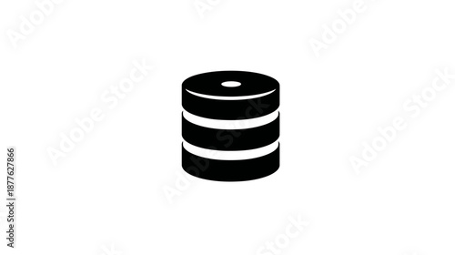 A simple, monochrome icon depicting a stack of three cylindrical shapes, possibly databases