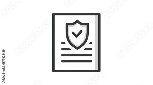 A document with a shield and a check mark, indicating security and approval