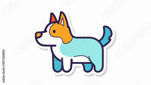 A simple, colorful cartoon illustration of a dog