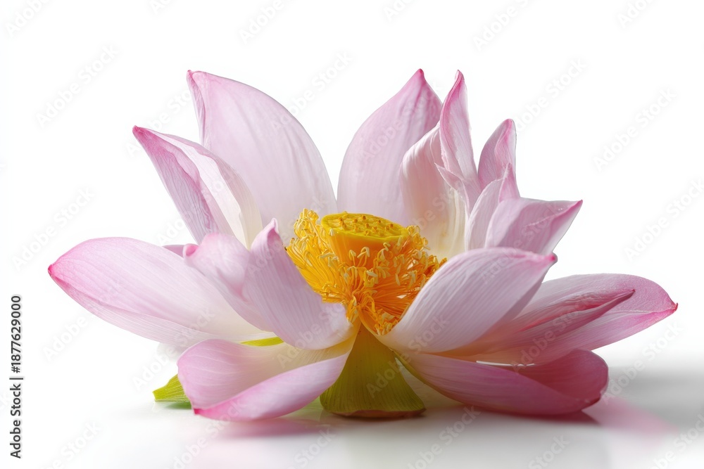 Fototapeta premium Close-up of a pink lotus flower in full bloom with light reflections