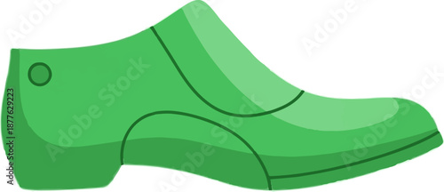 A simple, green, stylized shoe form or last