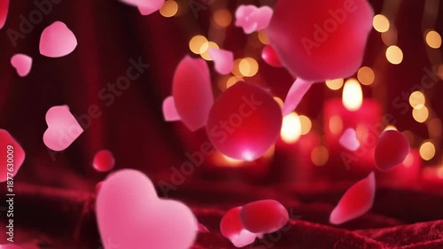 Wallpaper Mural Floating heart shapes against bokeh lights romantic backdrop Torontodigital.ca