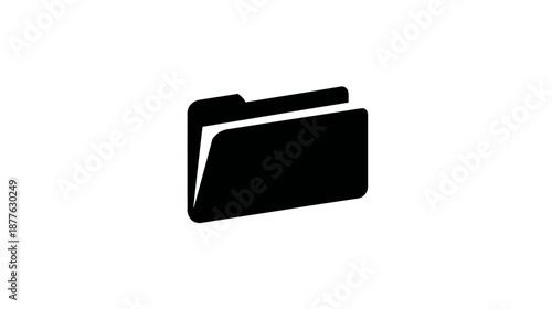 A black and white depiction of an open file folder. Minimalist, symbolic and suitable for use