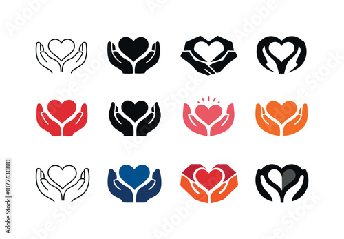 Romantic Support Icons. Positive reinforcement in romantic relationships. Icon set. Set Logo of Positive reinforcement in romantic relationships: supportive
