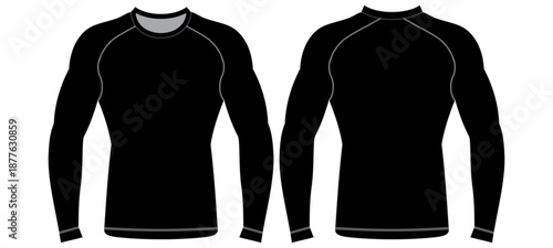Rash Guard Full Sleeves Mockup Template Vector