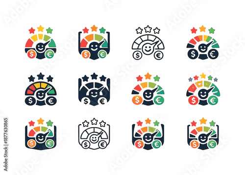 Customer Feedback Icons. Impact of online reviews and customer feedback on trade. Icon set. Set Logo of impact of online reviews and customer feedback on