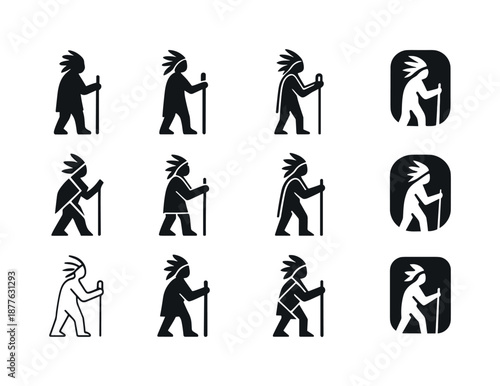 Cultural Heritage Icon Set. Cultural heritage tours and indigenous experiences. Icon set. Set Logo of cultural heritage tours and indigenous experiences: