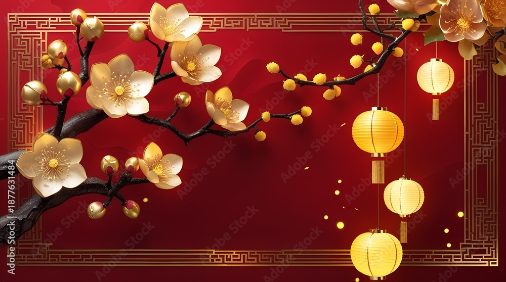 Naklejka premium CHINESE NEW YEAR BACKGROUND WITH TEXT SPACE