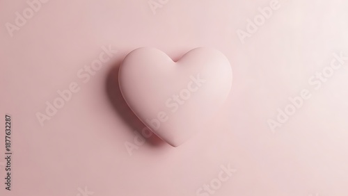 A simple pink heart shape against a soft monochromatic background