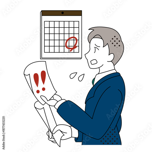 Businessman Realizing Deadline and Panicking at Work Illustration
