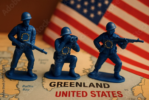 Quadro em tela European union soldiers defending greenland from united states threat