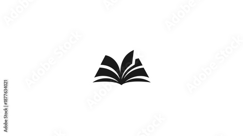 Open book icon. Minimalist black vector symbol for education, reading, learning, knowledge, literature, study, and wisdom.