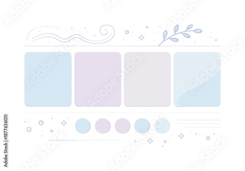Winter Pastel Patterns. Seasonal color patterns and palettes (pastels). A winter pastel palette with cool soft blues, lavender, and light gray, displayed