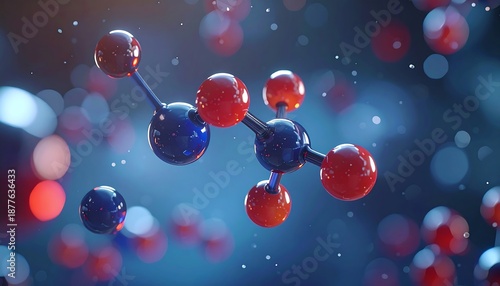 Obraz na płótnie カラフルな分子が立体的に配置された科学研究を想起させる表現