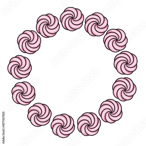 Pink Swirl Meringue Vector Border Frame Illustration