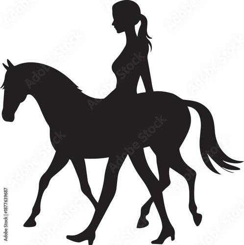 silhouette of a girl with horse