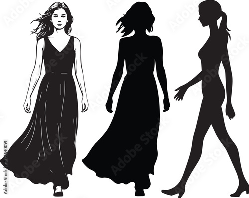 Silhouette  of Fashion Model girl