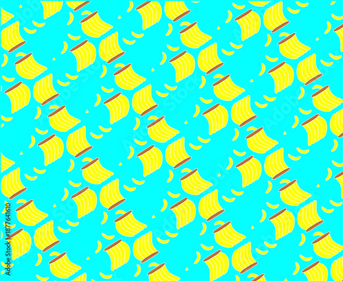 Light blue background featuring fresh and vibrant banana illustrations with an appealing, modern look. Perfect for packaging design, promotional materials, food backgrounds, and freshness