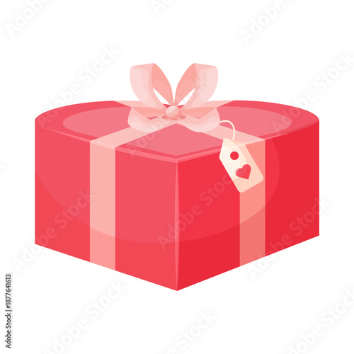 Vector cartoon image of a heart-shaped gift in honor of Valentine's Day on February 14th. Concept of love confession and romance. Element for your design.