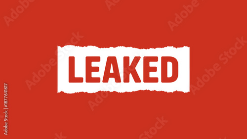 Red Leaked Text Sign Isolated on Transparent Background