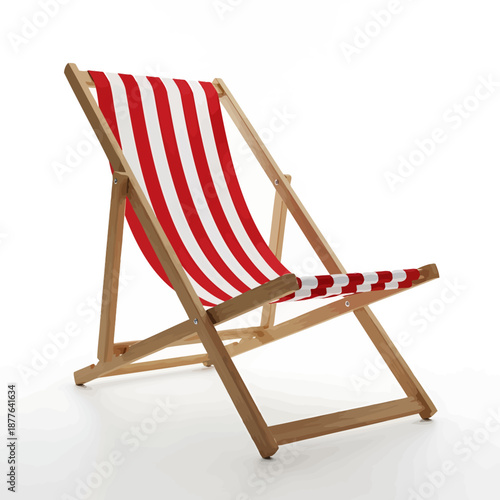 Red and White Striped Beach Chair on Transparent Background