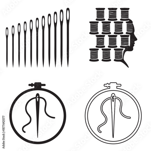 Creative mind filled with sewing and crafting ideas, symbolized by needles and threads.