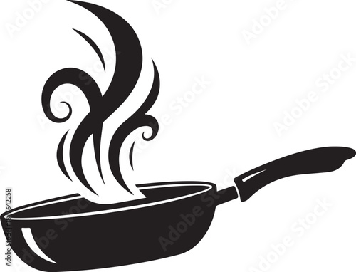Steaming Hot Pan with Swirling Smoke Illustration Vector Graphic