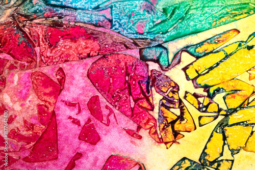 Abstract coloured ink geometric stained glass style paint background