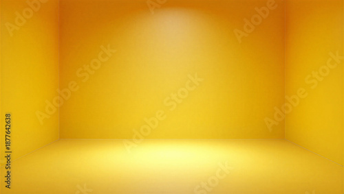 Vibrant yellow room with spotlight for presentations and product showcases