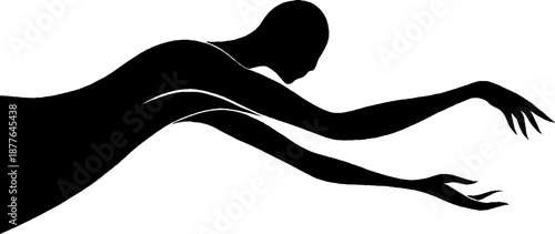Silhouette of a graceful female figure with outstretched arms