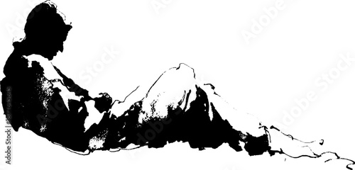 Silhouette of a reclining figure in artistic black and white style