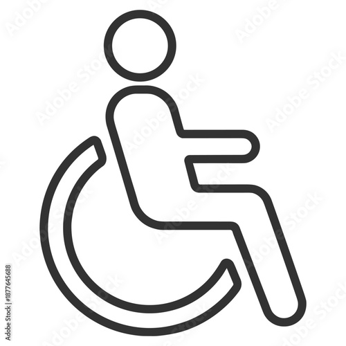 Wheelchair accessibility symbol, disability and mobility outline icon, healthcare thin line vector pictogram symbol on transparent background