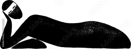 Abstract minimalist silhouette of reclining figure