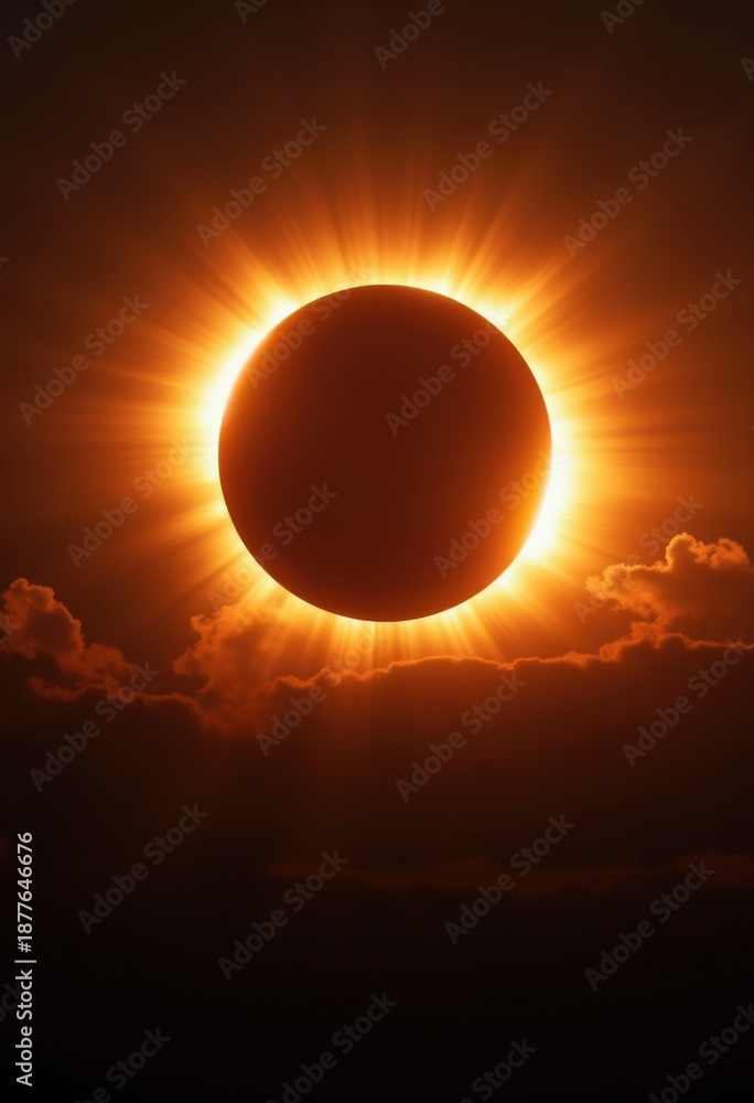 Obraz premium Spectacular Solar Eclipse Unveiling Glowing Solar Corona and Moon Silhouette