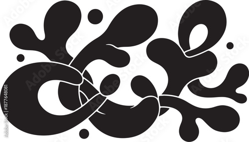 Abstract Black and White Fluid Art Design Elements Background