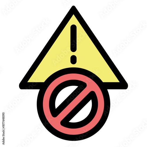 Danger Warning and Forbidden Icon Illustration for UI/UX Design