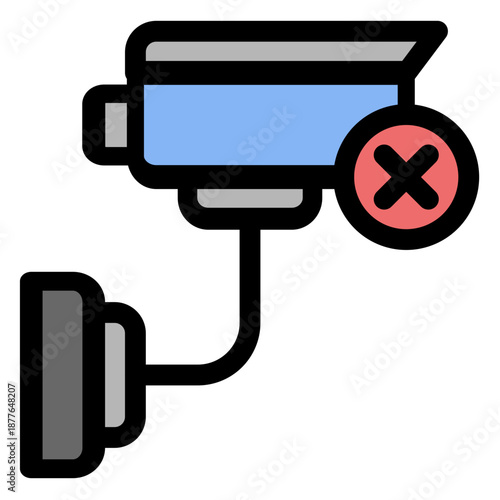 CCTV Camera Icon with Red X - Surveillance Failure Symbol