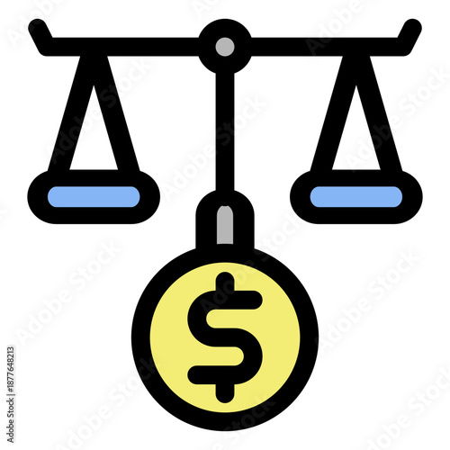 Money and Balance Icon - Financial Weighing and Value Assessment