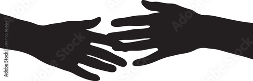 Two hands reaching out to each other in black silhouette