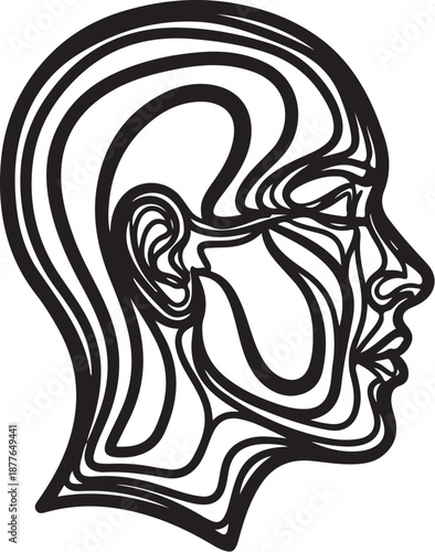 Stylized illustration of a human head in profile view