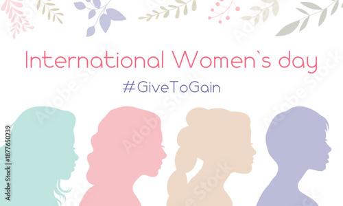 A banner with female silhouettes for International Women's Day, GiveToGain 2026 campaign