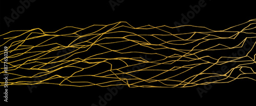 Kintsugi paint hand-drawn lines background. Fashion marble backdrop with luminous repair lines, abstract fissures. Vector elegant patterns on dark stone for contemporary kintsukuroi bg textures.