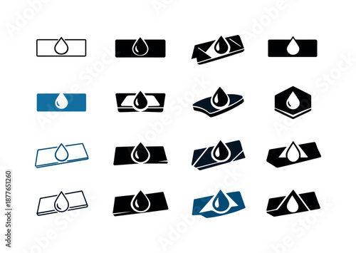 Microscope Slide Logos. microscope slides. Icon set. Set Logo of microscope slides: specimen droplet on slide. harmonious logo variations of the same