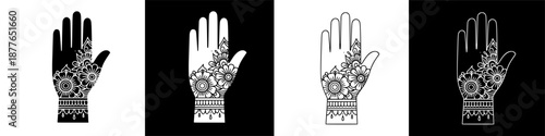 Traditional Henna Hand Designs Illustration for Cultural Body Art and Celebration